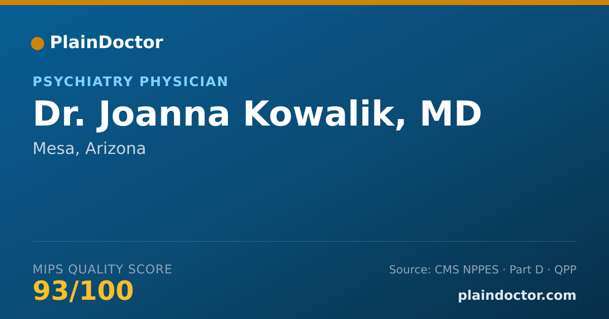 Shareable card for Joanna Kowalik, MD - Psychiatry Physician, Mesa, AZ