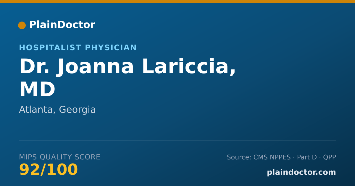 Shareable card for Joanna Lariccia, MD - Hospitalist Physician, Atlanta, GA