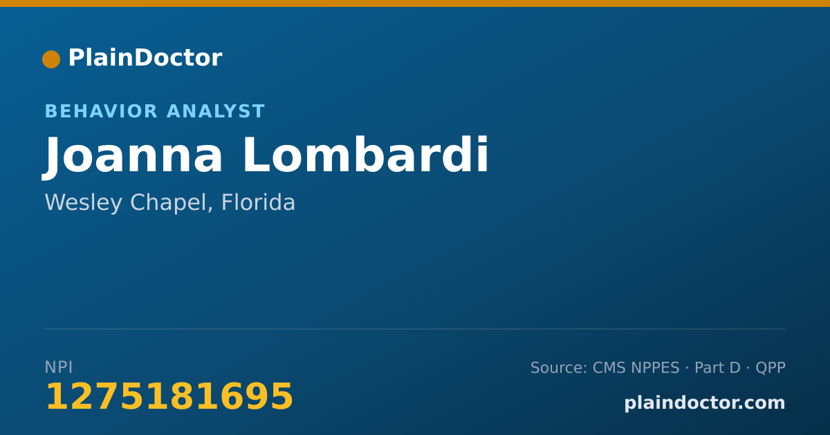Shareable card for Joanna Lombardi - Behavior Analyst, Wesley Chapel, FL