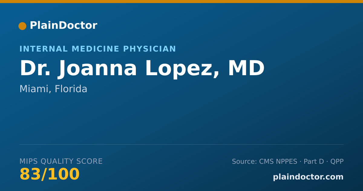 Shareable card for Joanna Lopez, MD - Internal Medicine Physician, Miami, FL