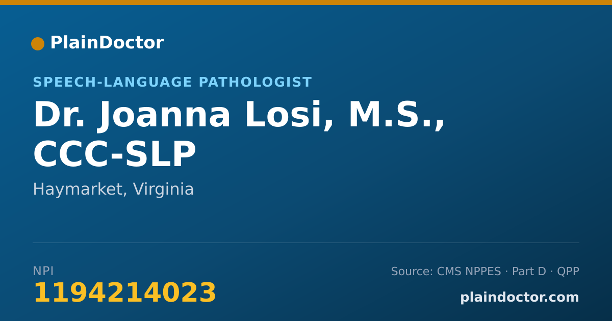 Shareable card for Joanna Losi, M.S., CCC-SLP - Speech-Language Pathologist, Haymarket, VA