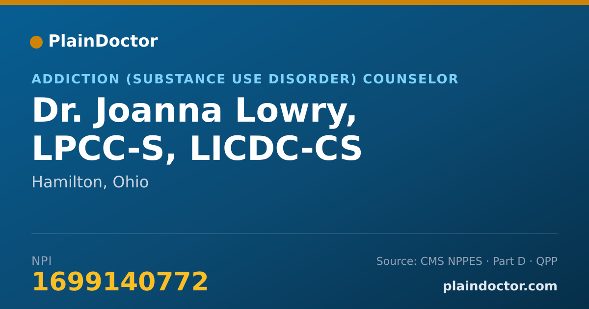 Shareable card for Joanna Lowry, LPCC-S, LICDC-CS - Addiction (Substance Use Disorder) Counselor, Hamilton, OH