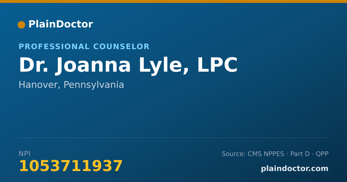 Shareable card for Joanna Lyle, LPC - Professional Counselor, Hanover, PA