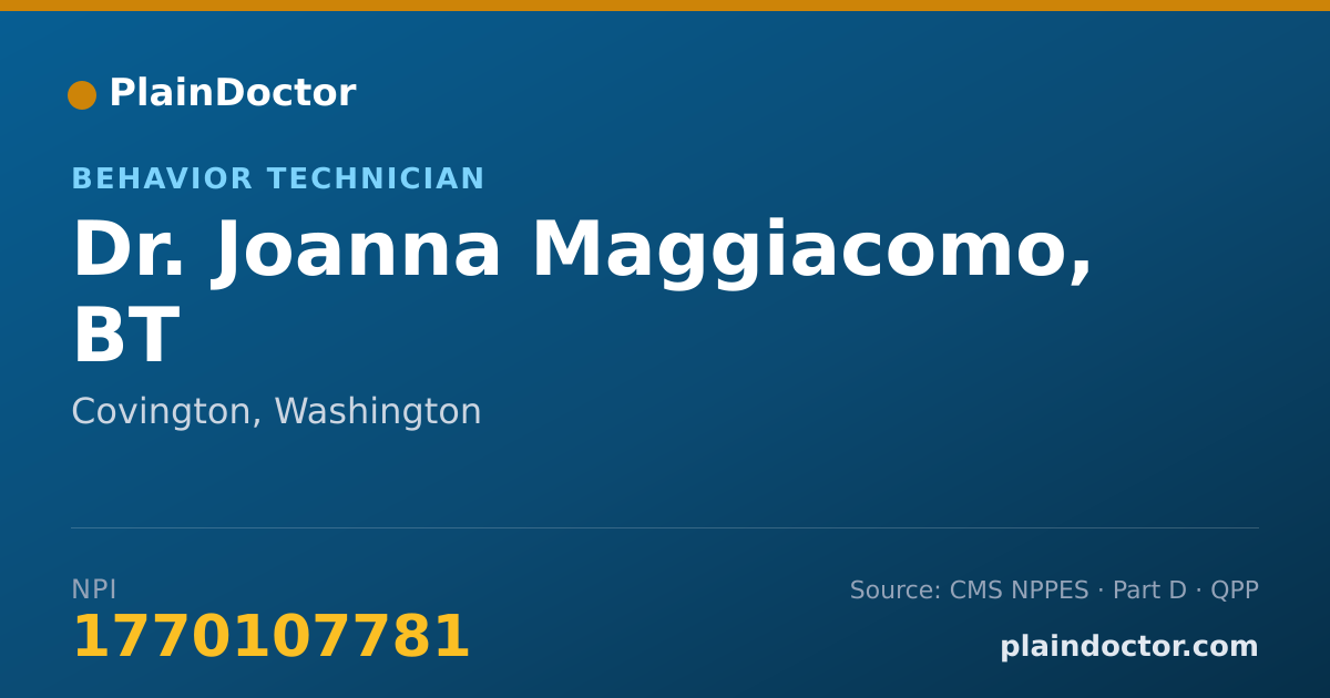 Shareable card for Joanna Maggiacomo, BT - Behavior Technician, Covington, WA