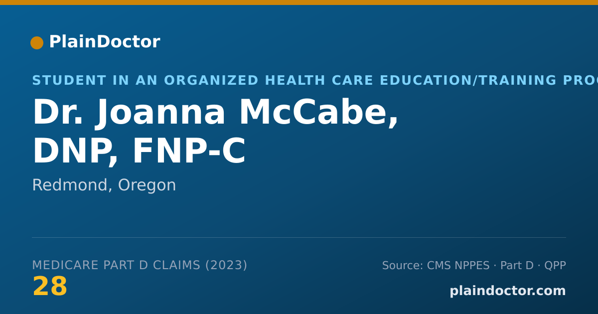 Shareable card for Joanna McCabe, DNP, FNP-C - Student in an Organized Health Care Education/Training Program, Redmond, OR