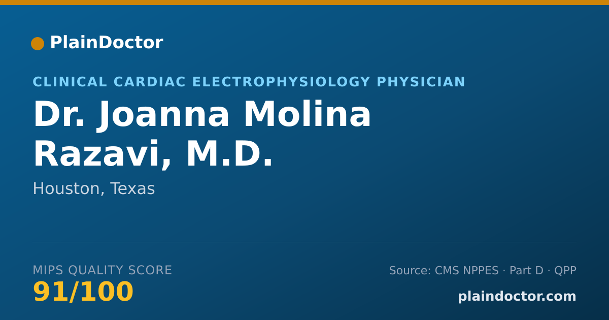Shareable card for Joanna Molina Razavi, M.D. - Clinical Cardiac Electrophysiology Physician, Houston, TX