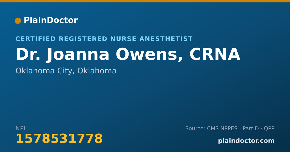 Shareable card for Joanna Owens, CRNA - Certified Registered Nurse Anesthetist, Oklahoma City, OK
