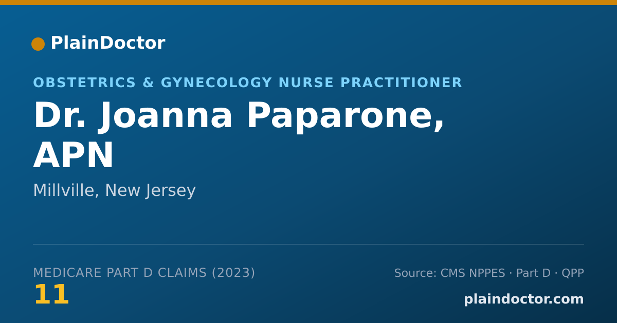 Shareable card for Joanna Paparone, APN - Obstetrics & Gynecology Nurse Practitioner, Millville, NJ