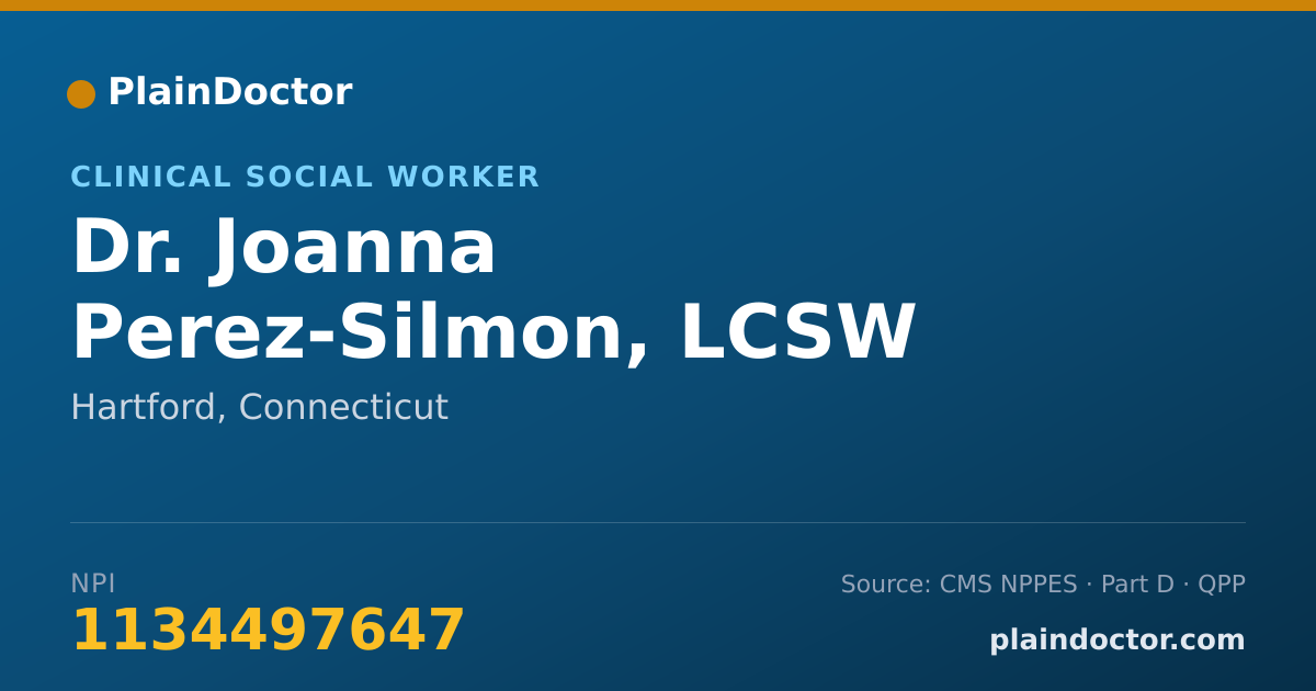 Shareable card for Joanna Perez-Silmon, LCSW - Clinical Social Worker, Hartford, CT