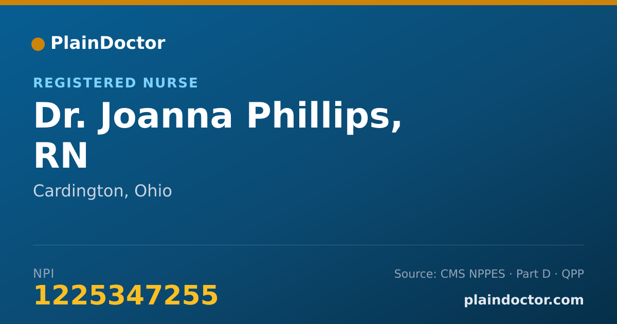 Shareable card for Joanna Phillips, RN - Registered Nurse, Cardington, OH