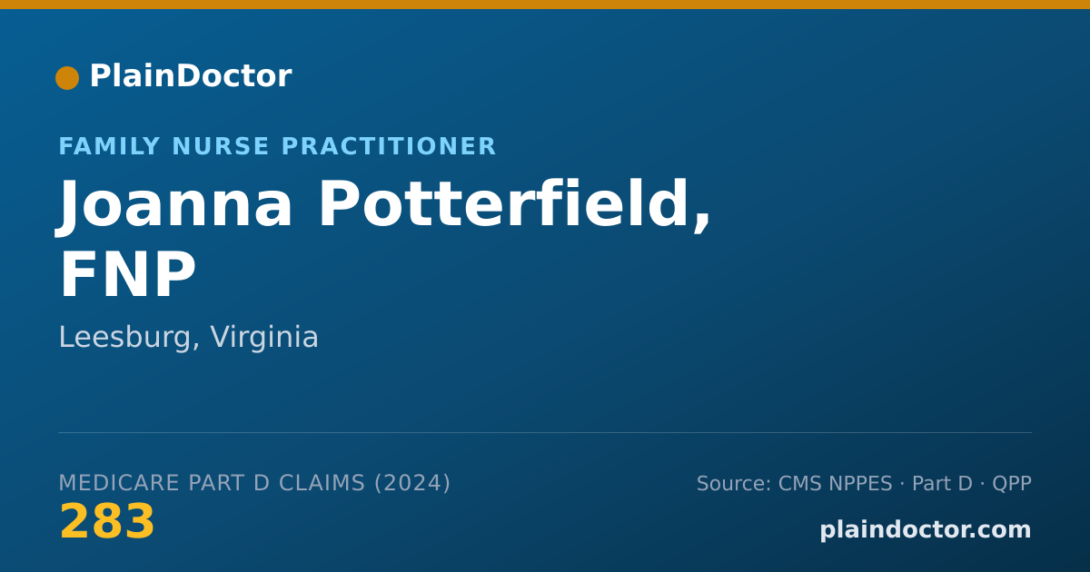 Shareable card for Joanna Potterfield, FNP - Family Nurse Practitioner, Leesburg, VA