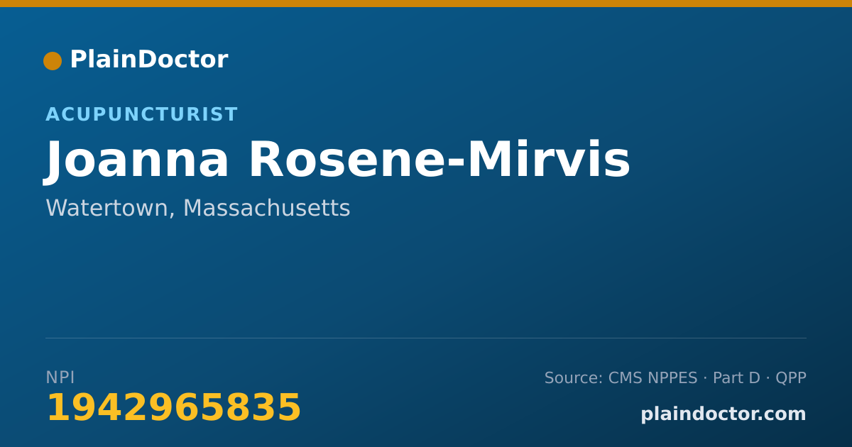 Shareable card for Joanna Rosene-Mirvis - Acupuncturist, Watertown, MA