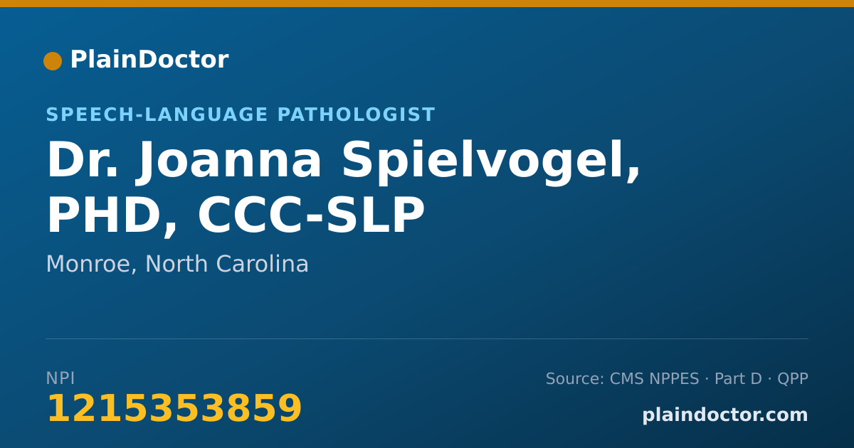 Shareable card for Joanna Spielvogel, PHD, CCC-SLP - Speech-Language Pathologist, Monroe, NC