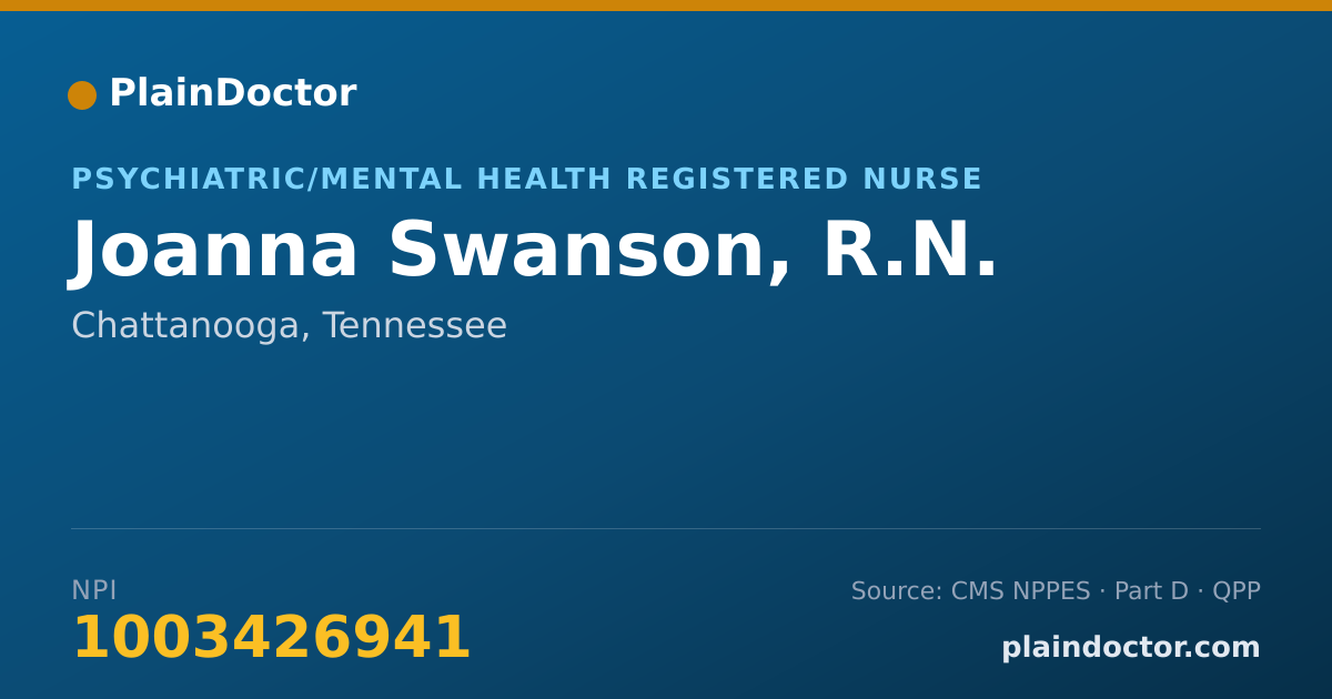 Shareable card for Joanna Swanson, R.N. - Psychiatric/Mental Health Registered Nurse, Chattanooga, TN