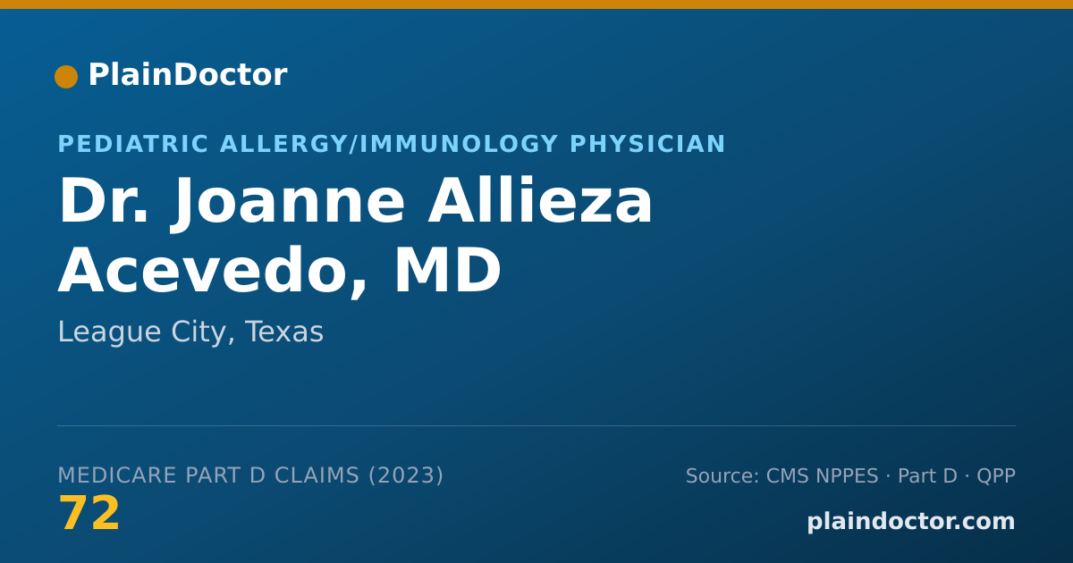 Shareable card for Joanne Allieza Acevedo, MD - Pediatric Allergy/Immunology Physician, League City, TX