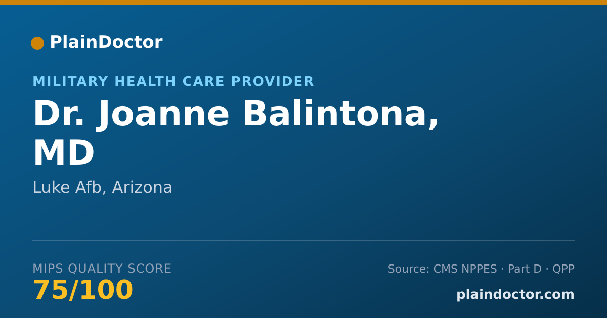 Shareable card for Joanne Balintona, MD - Military Health Care Provider, Luke Afb, AZ