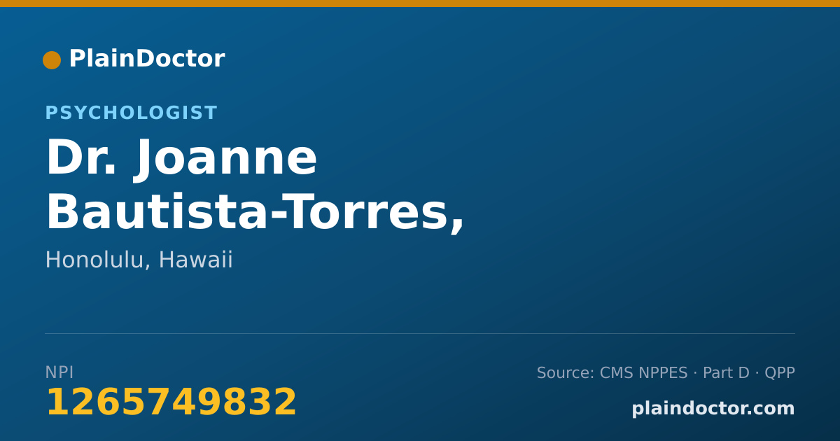 Shareable card for Joanne Bautista-Torres, PSY.D. - Psychologist, Honolulu, HI