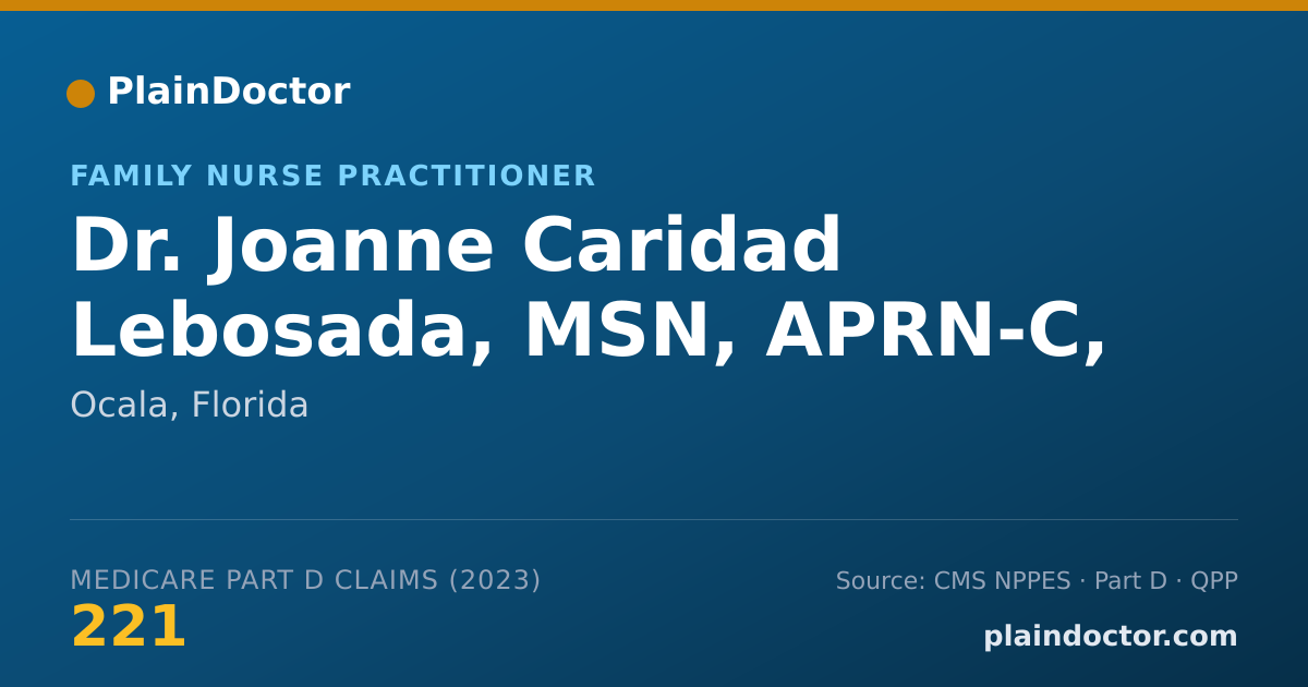 Shareable card for Joanne Caridad Lebosada, MSN, APRN-C, FNP - Family Nurse Practitioner, Ocala, FL