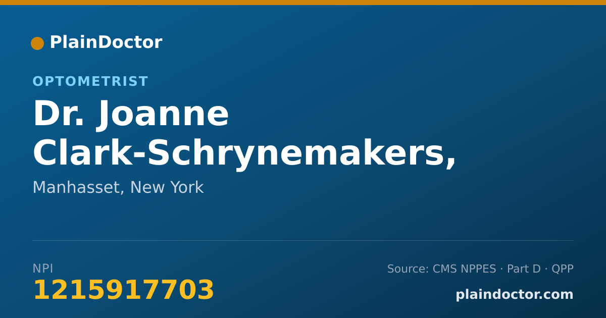 Shareable card for Joanne Clark-Schrynemakers, O.D. - Optometrist, Manhasset, NY