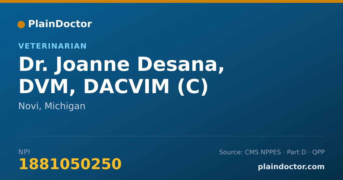 Shareable card for Joanne Desana, DVM, DACVIM (C) - Veterinarian, Novi, MI