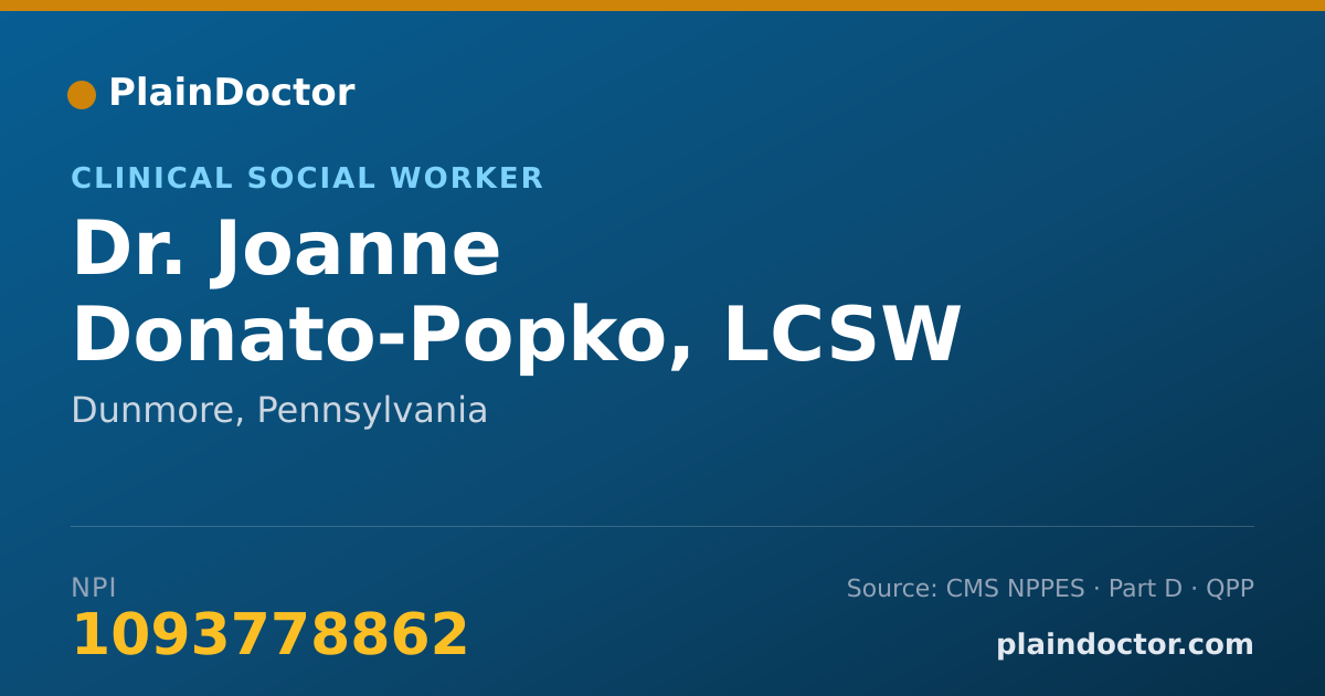 Shareable card for Joanne Donato-Popko, LCSW - Clinical Social Worker, Dunmore, PA