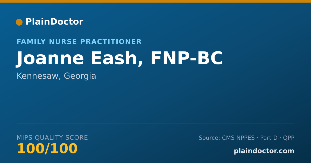 Shareable card for Joanne Eash, FNP-BC - Family Nurse Practitioner, Kennesaw, GA