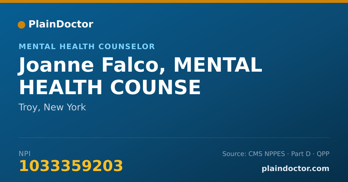 Shareable card for Joanne Falco, MENTAL HEALTH COUNSE - Mental Health Counselor, Troy, NY