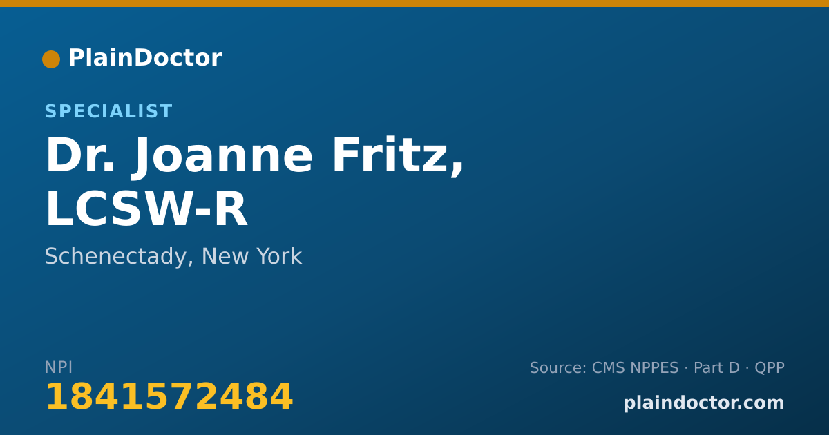 Shareable card for Joanne Fritz, LCSW-R - Specialist, Schenectady, NY