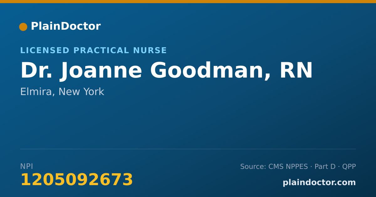 Shareable card for Joanne Goodman, RN - Licensed Practical Nurse, Elmira, NY