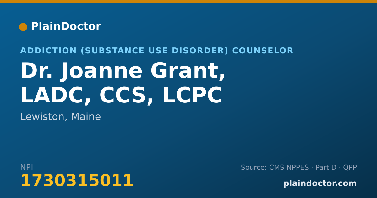 Shareable card for Joanne Grant, LADC, CCS, LCPC - Addiction (Substance Use Disorder) Counselor, Lewiston, ME