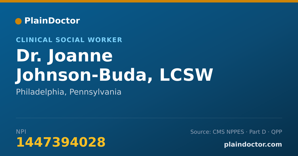 Shareable card for Joanne Johnson-Buda, LCSW - Clinical Social Worker, Philadelphia, PA