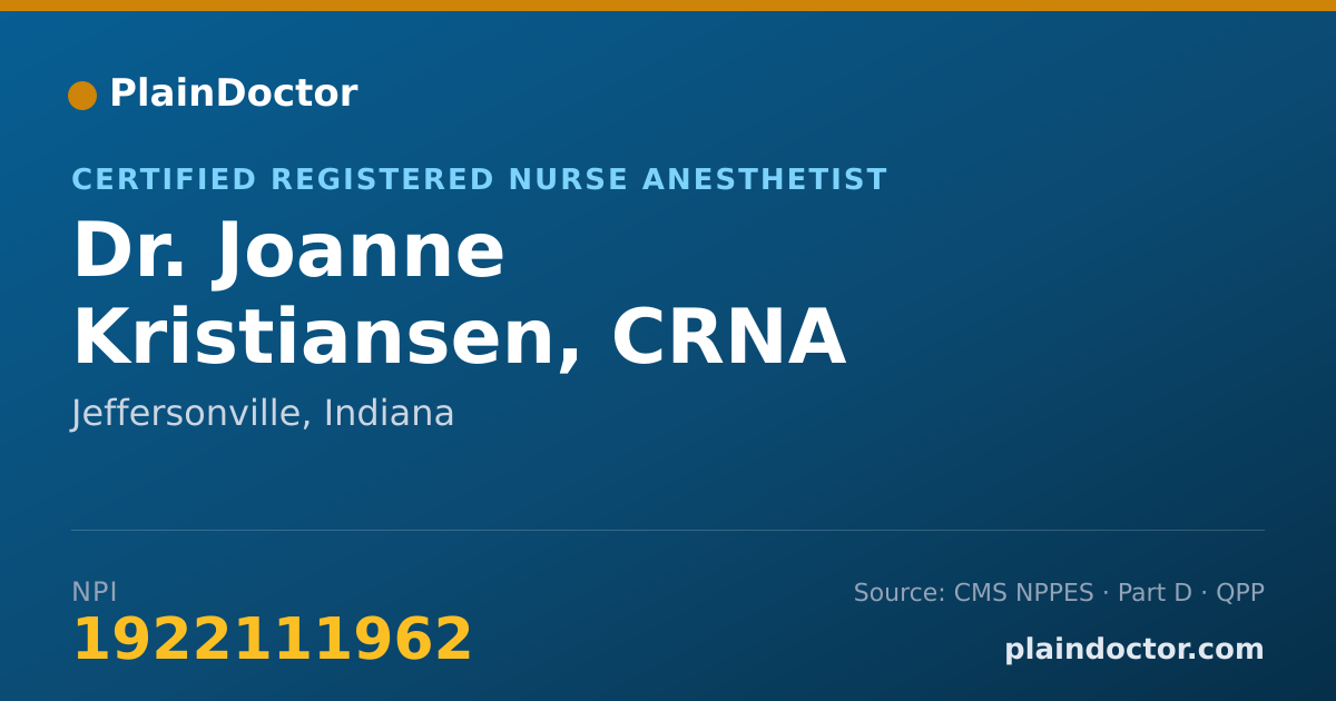 Shareable card for Joanne Kristiansen, CRNA - Certified Registered Nurse Anesthetist, Jeffersonville, IN