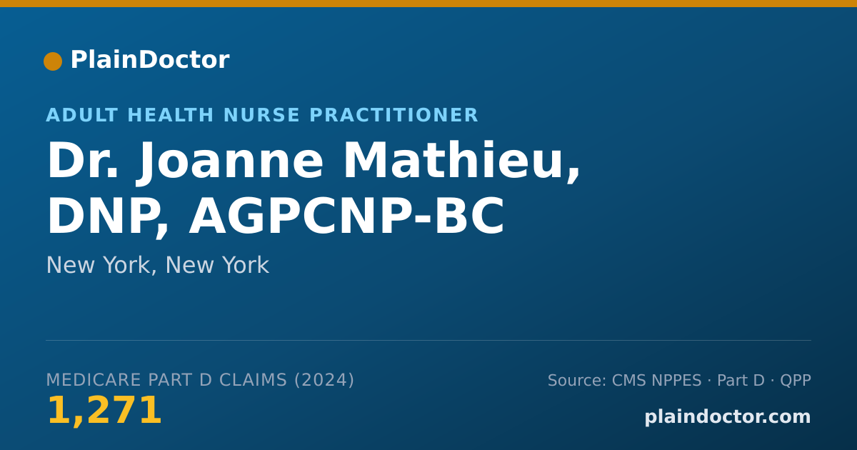Shareable card for Joanne Mathieu, DNP, AGPCNP-BC - Adult Health Nurse Practitioner, New York, NY
