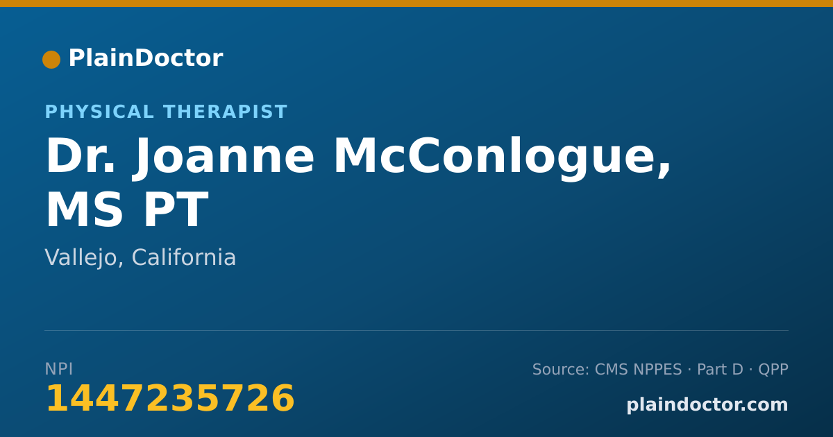 Shareable card for Joanne McConlogue, MS PT - Physical Therapist, Vallejo, CA