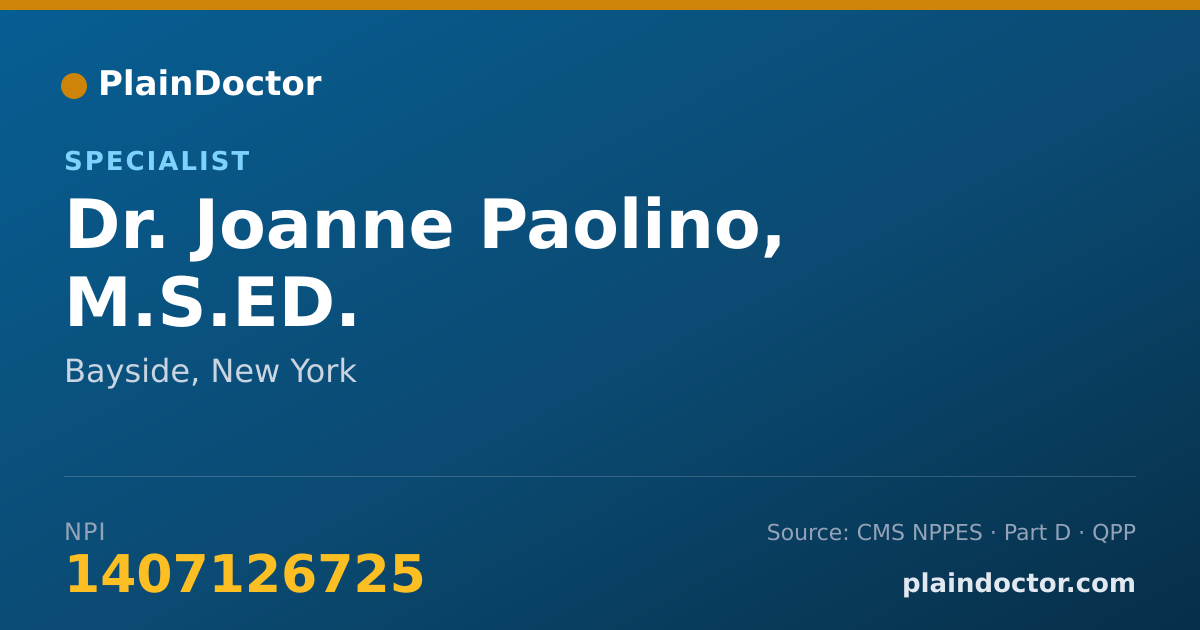 Shareable card for Joanne Paolino, M.S.ED. - Specialist, Bayside, NY