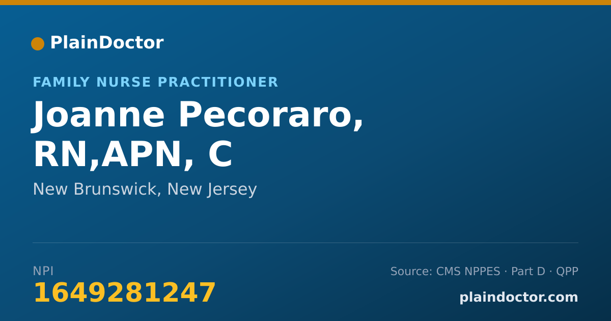 Shareable card for Joanne Pecoraro, RN,APN, C - Family Nurse Practitioner, New Brunswick, NJ