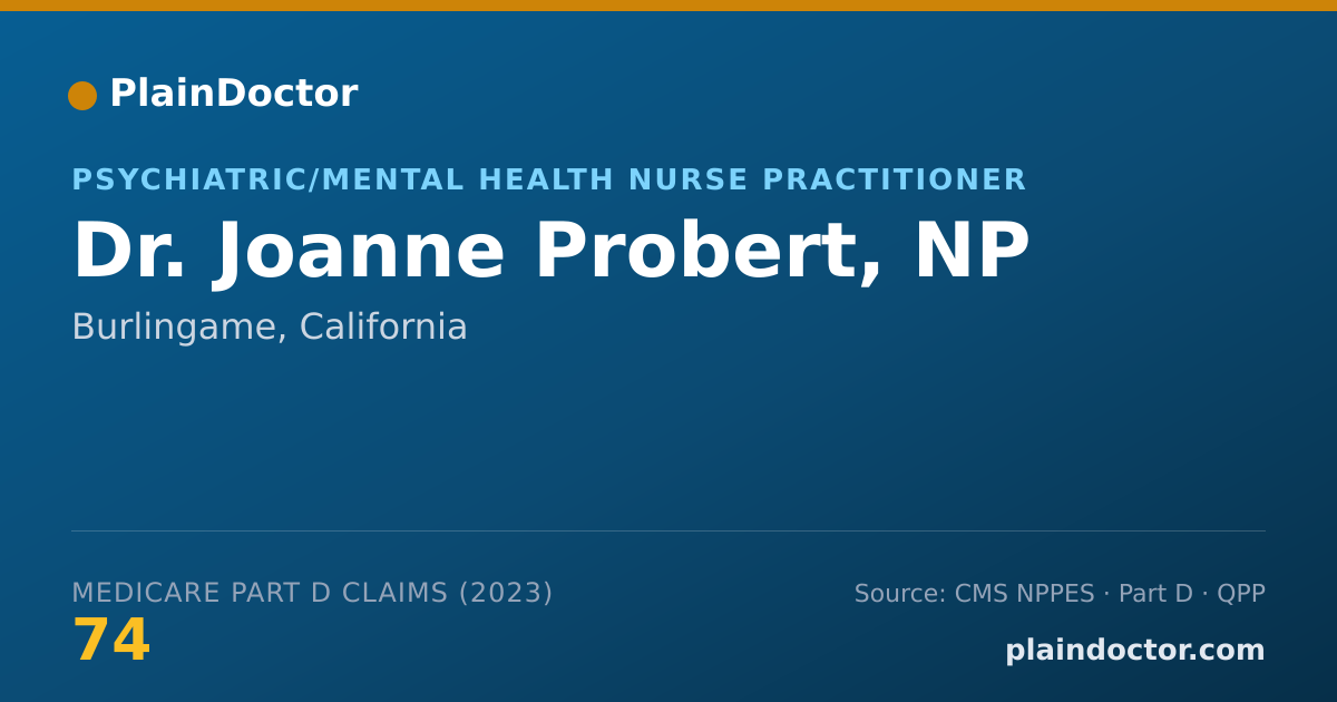Shareable card for Joanne Probert, NP - Psychiatric/Mental Health Nurse Practitioner, Burlingame, CA