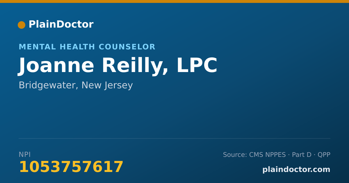 Shareable card for Joanne Reilly, LPC - Mental Health Counselor, Bridgewater, NJ