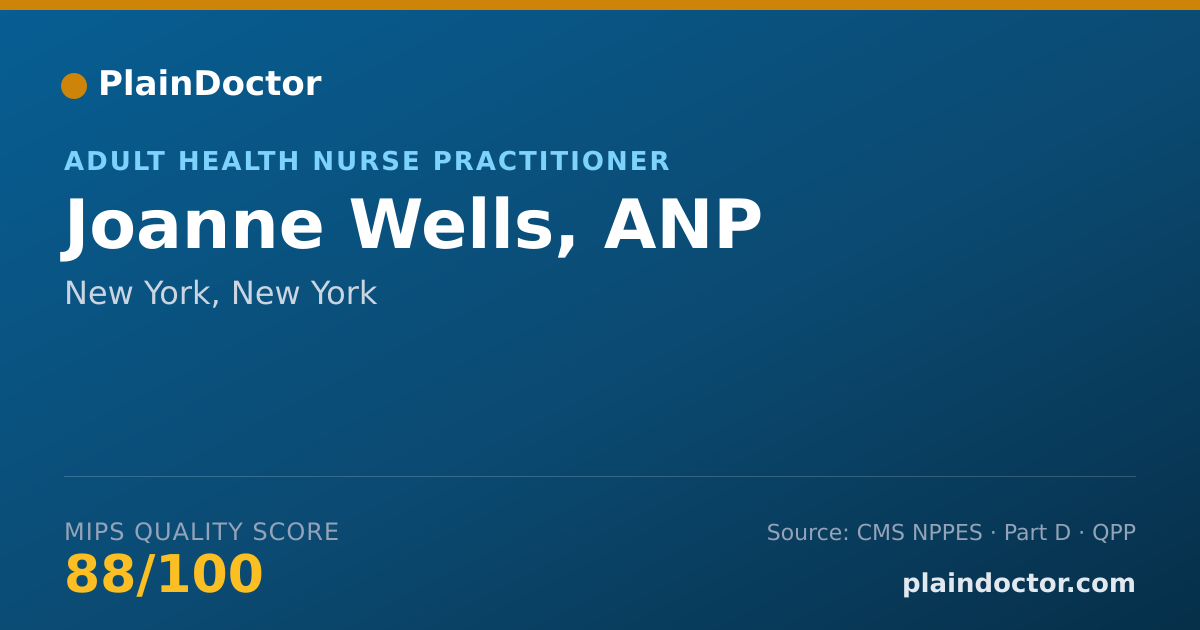 Shareable card for Joanne Wells, ANP - Adult Health Nurse Practitioner, New York, NY