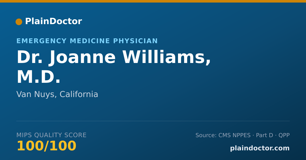 Shareable card for Joanne Williams, M.D. - Emergency Medicine Physician, Van Nuys, CA