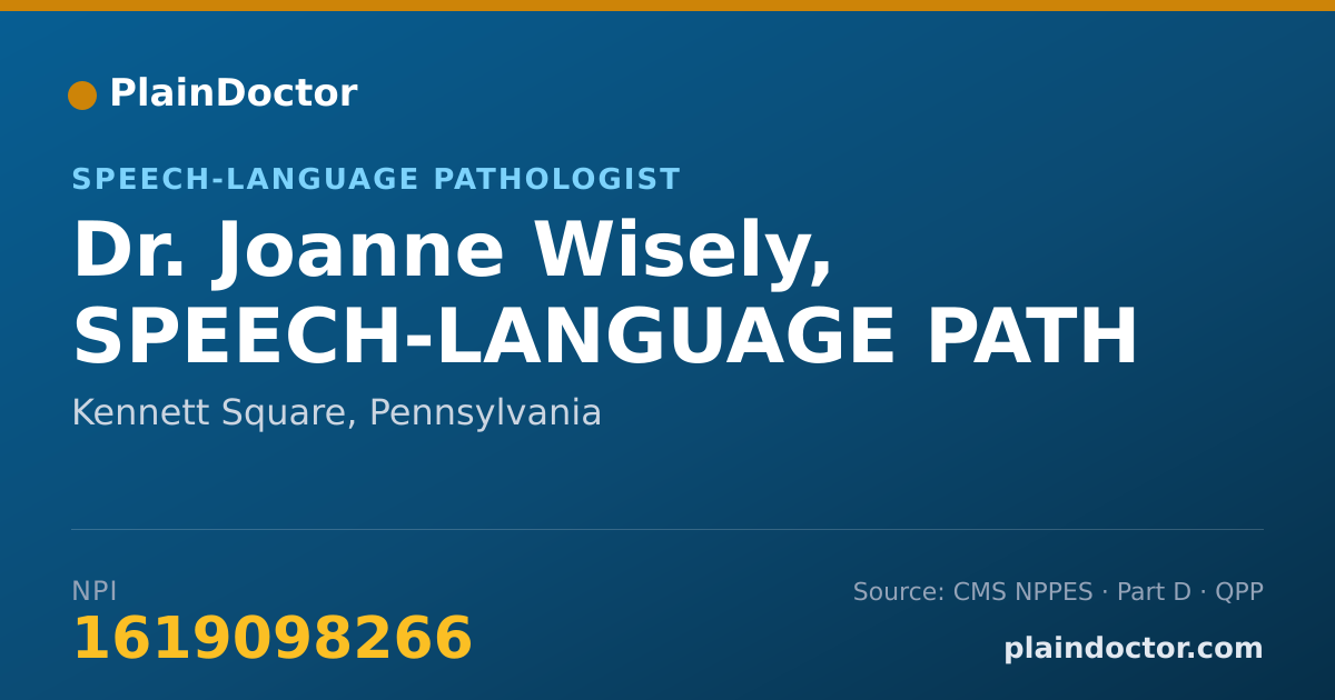 Shareable card for Joanne Wisely, SPEECH-LANGUAGE PATH - Speech-Language Pathologist, Kennett Square, PA