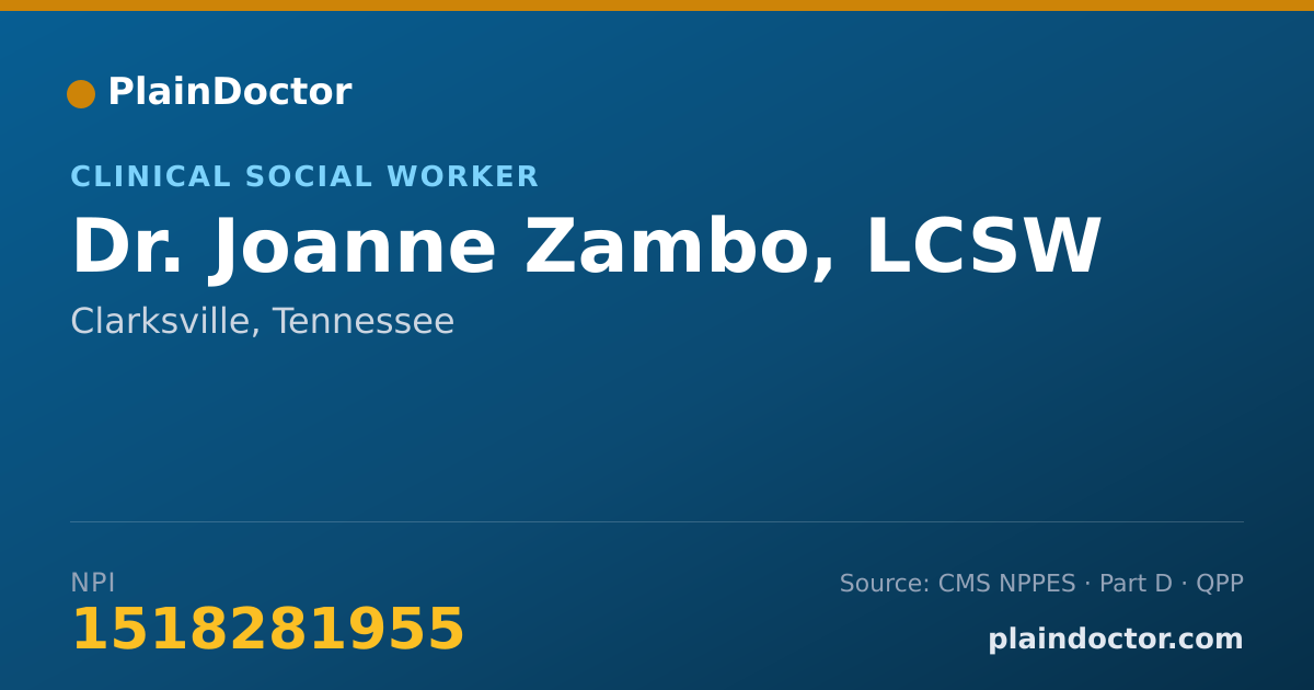 Shareable card for Joanne Zambo, LCSW - Clinical Social Worker, Clarksville, TN
