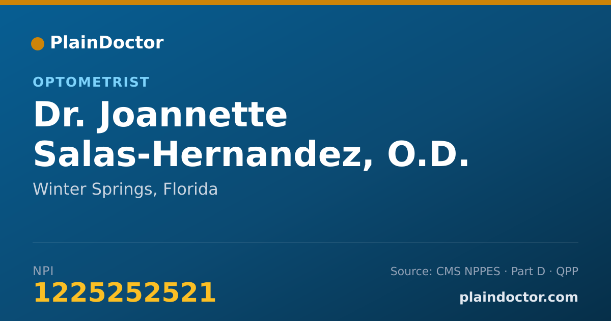 Shareable card for Joannette Salas-Hernandez, O.D. - Optometrist, Winter Springs, FL