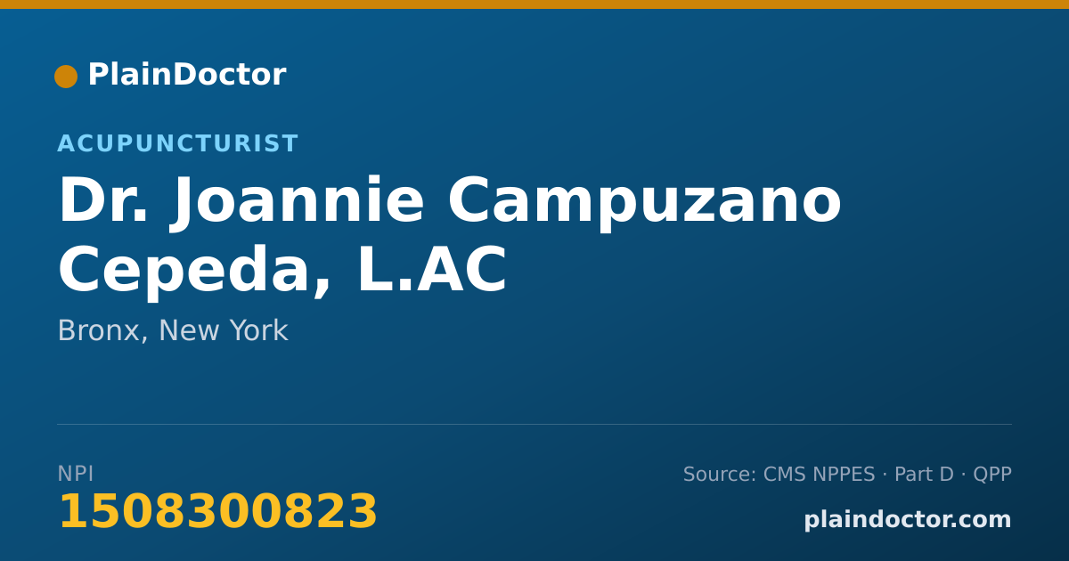 Shareable card for Joannie Campuzano Cepeda, L.AC - Acupuncturist, Bronx, NY