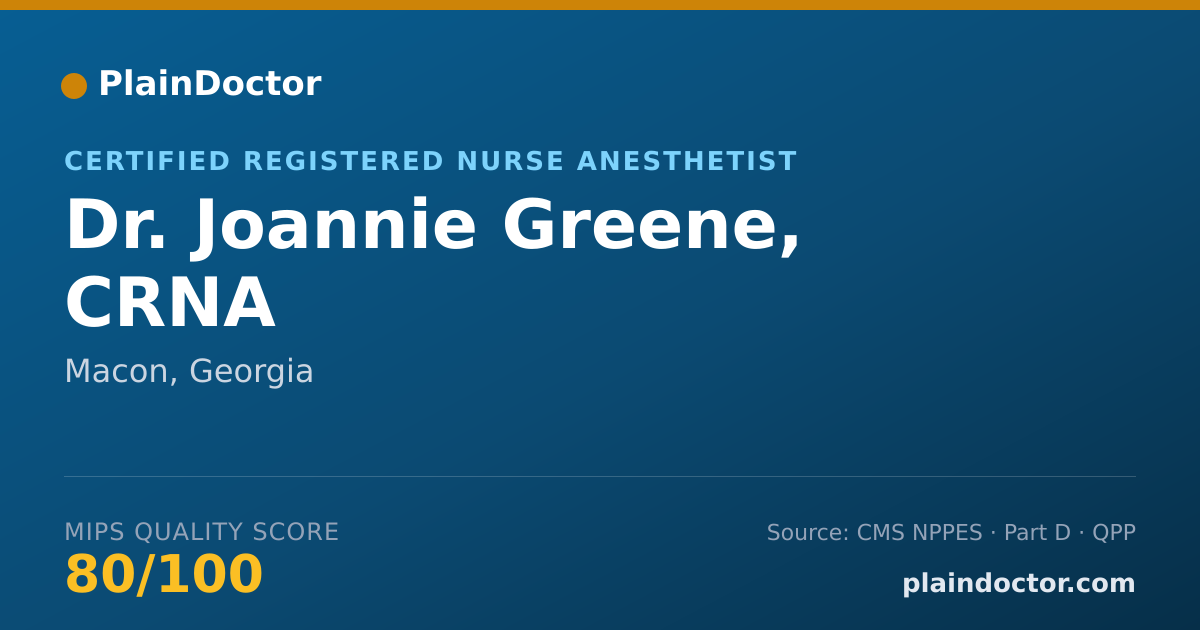 Shareable card for Joannie Greene, CRNA - Certified Registered Nurse Anesthetist, Macon, GA