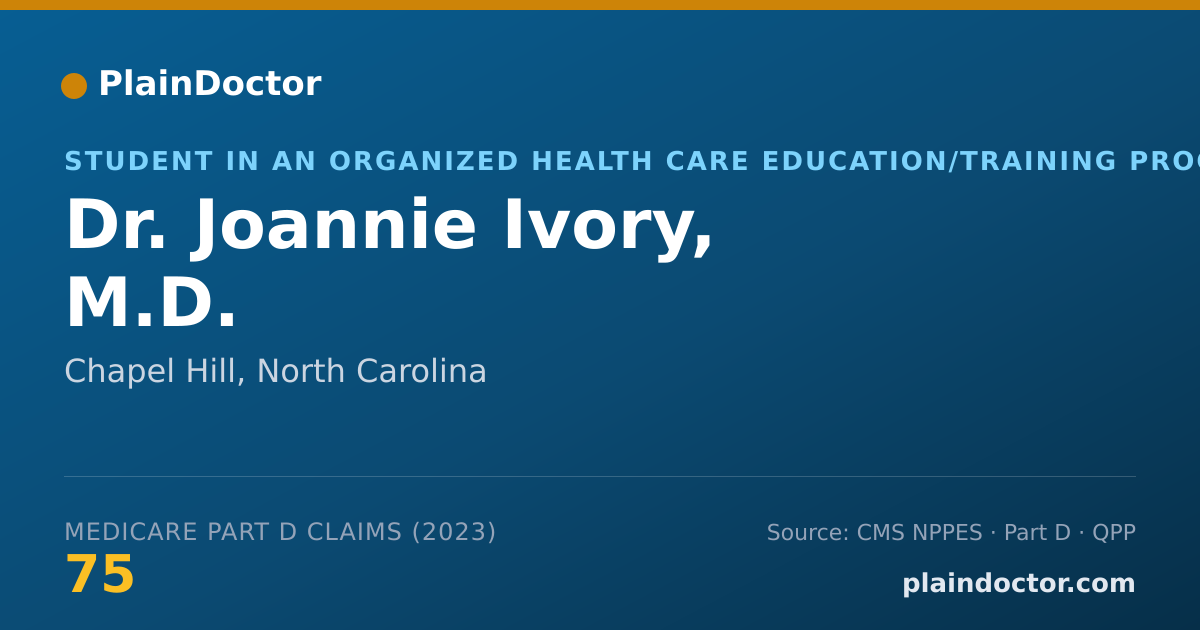 Shareable card for Joannie Ivory, M.D. - Student in an Organized Health Care Education/Training Program, Chapel Hill, NC