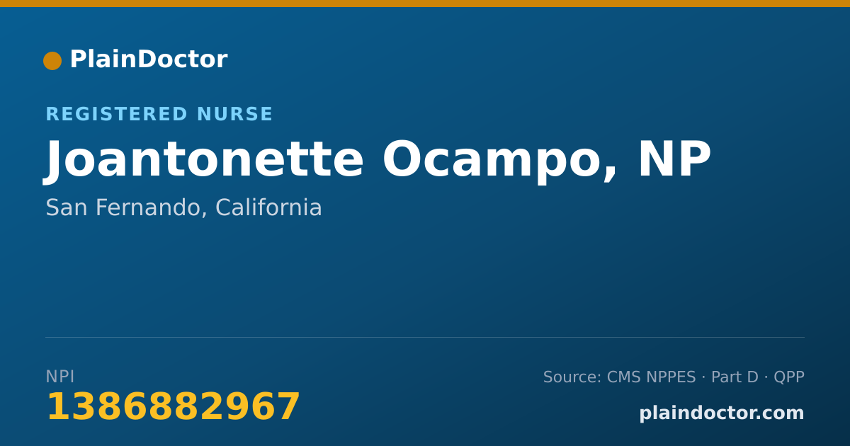 Shareable card for Joantonette Ocampo, NP - Registered Nurse, San Fernando, CA