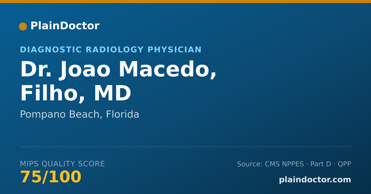 Shareable card for Joao Macedo, Filho, MD - Diagnostic Radiology Physician, Pompano Beach, FL