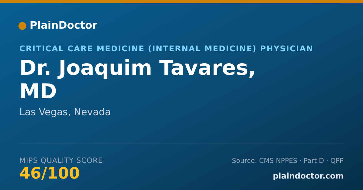 Shareable card for Joaquim Tavares, MD - Critical Care Medicine (Internal Medicine) Physician, Las Vegas, NV