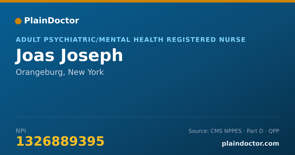 Shareable card for Joas Joseph - Adult Psychiatric/Mental Health Registered Nurse, Orangeburg, NY